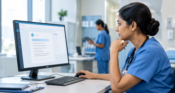 AI medical scribe helping doctors with clinical documentation in hospital management software
